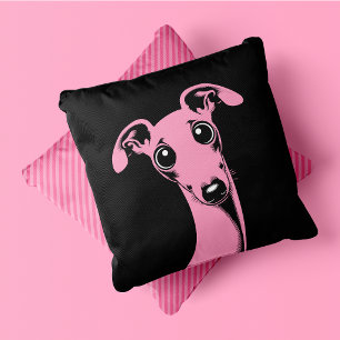 Italienischer Windhund Pop Art Rosa und Schwarz Kissen