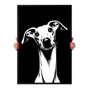 Italienischer Windhund Pop Art Weiß & Schwarz Ästh Poster