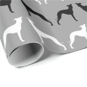 Italienischer Windhund-Silhouette-Muster Geschenkpapier (Rolleneckpunkt)