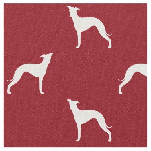 Italienischer Windhund-Silhouette-Muster-Rot Stoff (Nahaufnahme)
