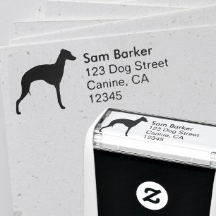Italienischer Windhund-Silhouette-Rücksendeadress Permastempel