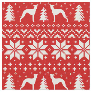 Italienischer Windhund-Silhouette-Weihnachtsmuster Stoff