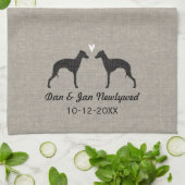 Italienischer Windhund-Silhouetten mit Herzen Geschirrtuch (Gefaltet)