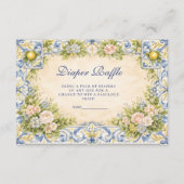Italienischer Zitronen-Blumenrahmen-Diaper-Raffle Begleitkarte (Vorderseite)