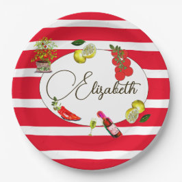 Italienischer Zitronenmeer Roter Streifen Pappteller