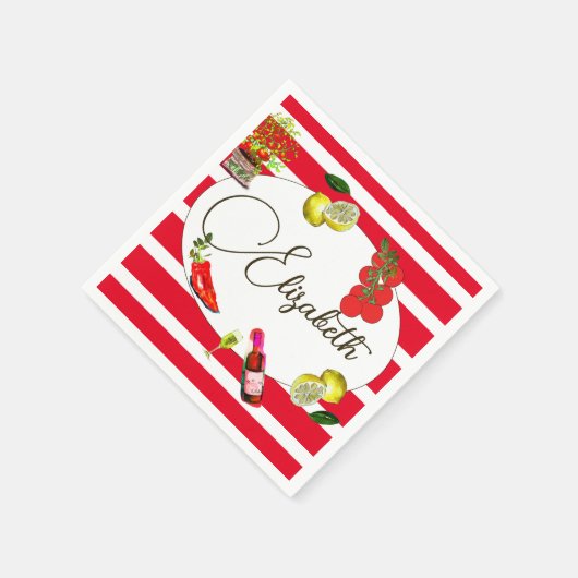 Italienischer Zitronenmeer Roter Streifen Serviette (Ecke)