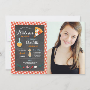 Italienisches Abendessen Geburtstagsparty Chalk Pi Einladung