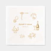 Italienisches Abendessen | Hochzeitsgold Servietten Mit Folie (Vorderseite)