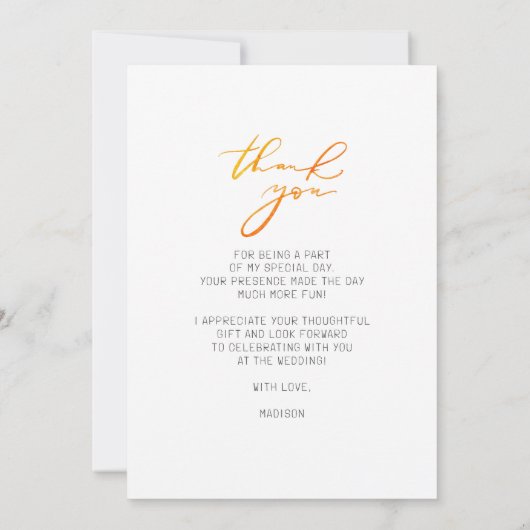 Italienisches Aperol Spritz Brautparty Danke, Card Dankeskarte (Rückseite)