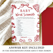Italienisches Baby Word Scramble Spiel mit der rot Einladung