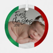 Italienisches Baby's First Christmas Ornament Aus Metall (Vorderseite)