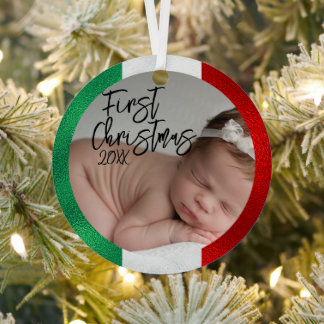 Italienisches Baby's First Christmas Ornament Aus Metall