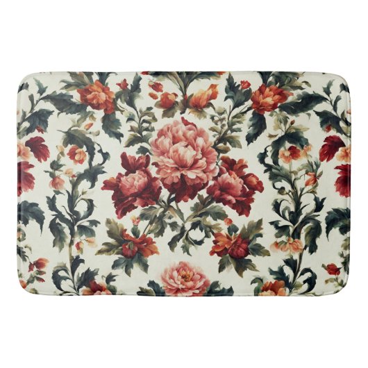 Italienisches Barock. Chic Blume und Blätter Badematte (Vorderseite)