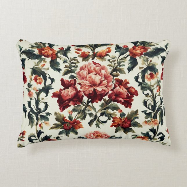 Italienisches Barock. Chic Blume und Blätter Dekokissen (Vorderseite)