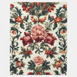 Italienisches Barock. Chic Blume und Blätter Fleecedecke