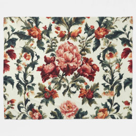 Italienisches Barock. Chic Blume und Blätter Fleecedecke