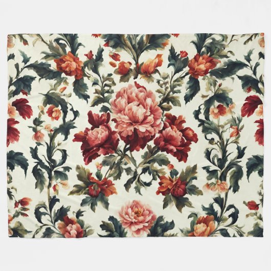 Italienisches Barock. Chic Blume und Blätter Fleecedecke (Vorderseite (Horizontal))