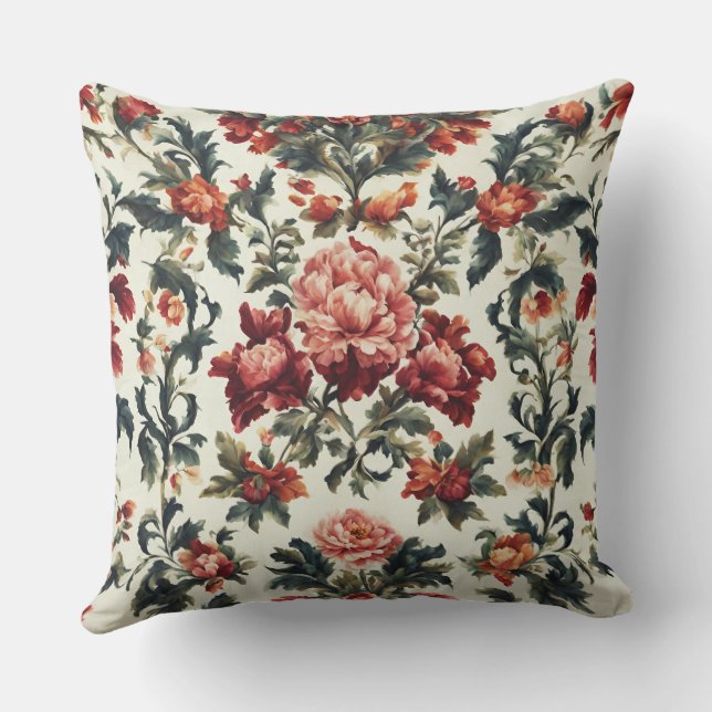 Italienisches Barock. Chic Blume und Blätter Kissen (Rückseite)