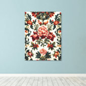 Italienisches Barock. Chic Blume und Blätter Leinwanddruck (Insitu (Holzboden))