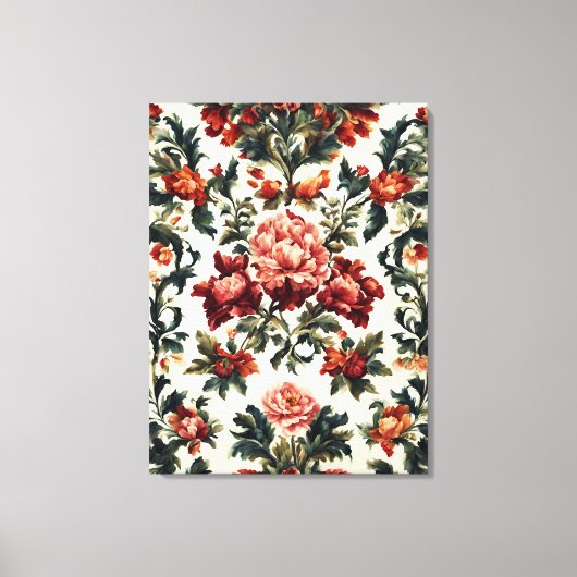 Italienisches Barock. Chic Blume und Blätter Leinwanddruck (Vorderseite)