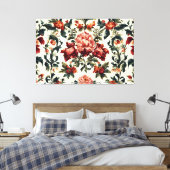 Italienisches Barock. Chic Blume und Blätter Leinwanddruck (Insitu (Schlafzimmer))