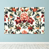 Italienisches Barock. Chic Blume und Blätter Leinwanddruck (Insitu (Holzboden))