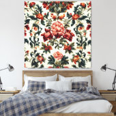 Italienisches Barock. Chic Blume und Blätter Leinwanddruck (Insitu (Schlafzimmer))