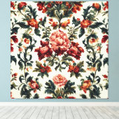 Italienisches Barock. Chic Blume und Blätter Leinwanddruck (Insitu (Holzboden))