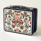 Italienisches Barock. Chic Blume und Blätter Metall Brotdose (Rückseite)