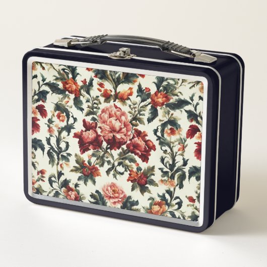 Italienisches Barock. Chic Blume und Blätter Metall Brotdose (Vorderseite)