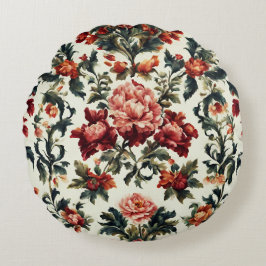 Italienisches Barock. Chic Blume und Blätter Rundes Kissen