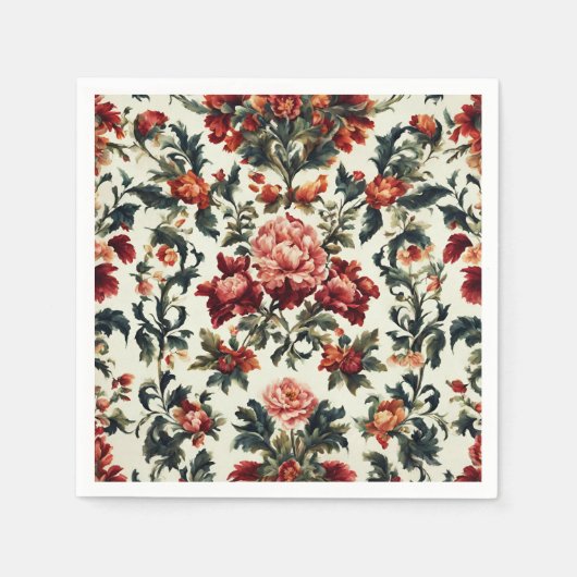 Italienisches Barock. Chic Blume und Blätter Serviette (Vorderseite)