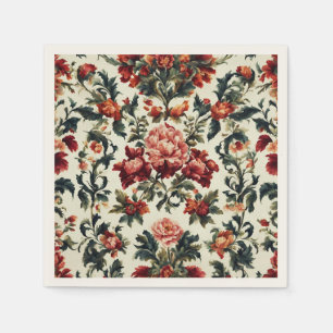 Italienisches Barock. Chic Blume und Blätter Serviette