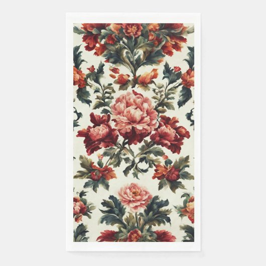 Italienisches Barock. Chic Blume und Blätter Serviette (Vorderseite)