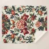 Italienisches Barock. Chic Blume und Blätter Sherpadecke (Vorderseite (Horizontal))