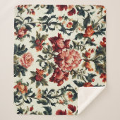 Italienisches Barock. Chic Blume und Blätter Sherpadecke (Vorderseite)