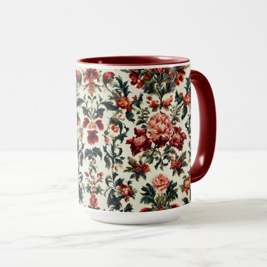 Italienisches Barock. Chic Blume und Blätter Tasse (VorderseiteRechts)