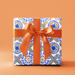 Italienisches blaues Mosaik-Geschenkpapier Geschenkpapier