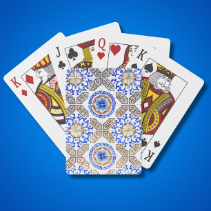 Italienisches Blaues Mosaik Spielkarten