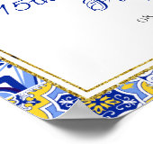 Italienisches blaues Tiles Lemons Aquarell Party W Poster (Ecke)