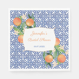 Italienisches blaues Tiles Sweet Orange Brautparty Serviette