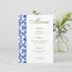 Italienisches "Blue and White Wedding" Menü Menükarte
