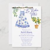 Italienisches Blue Dress La Dolce Vita Brautparty Einladung (Vorderseite)