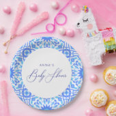 Italienisches Blue Tile Baby Shooting Script Pappteller (Party)