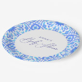 Italienisches Blue Tile Baby Shooting Script Pappteller (Schrägansicht)