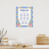 Italienisches Blue Tile Mamma Baby Shower Chart Poster (Küche)