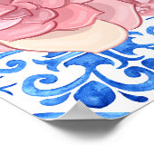 Italienisches Blue Tile Mamma Baby Shower Chart Poster (Ecke)