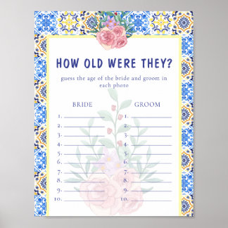 Italienisches Blue Tile Mamma Mia Brautparty Game Poster