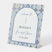 Italienisches Blue Tile Mediterranean Begrüßungsze Sockelschild (Vorderseite)