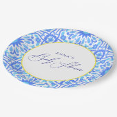 Italienisches Blue Tile Yellow Line Baby Duschskri Pappteller (Schrägansicht)